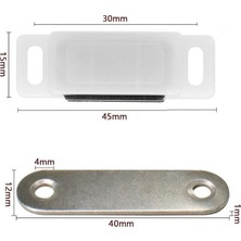 Motorobit Mıknatıslı Plastik Mobilya Kapak Kilidi 31X15X14MM - Beyaz