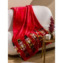 Mediterian Kırmızı Fındıkkıran Baskılı TV Battaniyesi 100x150 cm, yumuşak ve şık tasarım