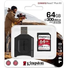 Kingston 64GB Canvas React Plus Uhs-Iı SD Hafıza Kartı MLPR2/64GB