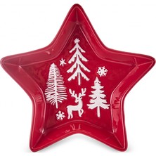 Karaca New Year Yılbaşı Snowy Star Çerezlik 18 cm Kırmızı