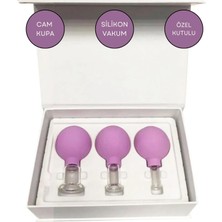 Naturachi Silikon Vakumlu Cam Yüz Masaj Kupası 3'Lü Set Mor Renk