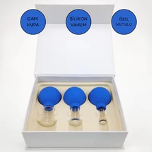 Naturachi Silikon Vakumlu Cam Yüz Masaj Kupası 3'Lü Set Mavi Renk