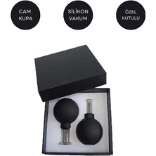 Naturachi Silikon Vakumlu Cam Yüz Masaj Kupası 2'Li Set Siyah Renk