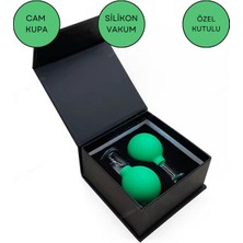 Naturachi Silikon Vakumlu Cam Yüz Masaj Kupası 2'Li Set Açık Yeşil Renk