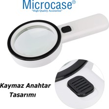 Microcase 100MM 30X Uv 12 LED Işık Aydınlatmalı El Tipi Büyüteç -AL4611