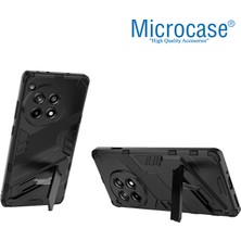 Microcase Oneplus 12R / Oneplus Ace 3 Matrix Serisi Armor Standlı Perfect Koruma Kılıf - Siyah AL3416