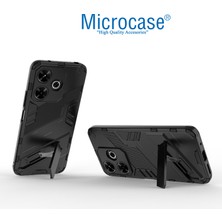 Microcase Xiaomi Redmi 13 Matrix Serisi Armor Standlı Perfect Koruma Kılıf - Siyah AL3416