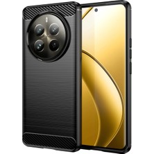 Microcase Realme 12 Pro Brushed Carbon Fiber Silikon Kılıf - Siyah AL3332