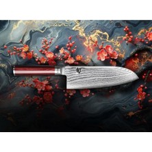 Kai Shun Classic Limitli Kırmızı Santoku Geniş Şef Bıçağı DM0717RD