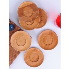 6 Adet Yuvarlak Bambu Çay Tabağı, Bardak Altlığı