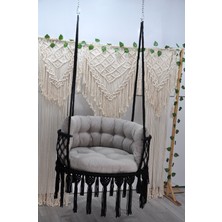 Altınoluk Hamak Makrome 80 Lik Salıncak ( Siyah ) Sırt Minderli