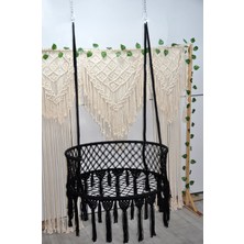 Altınoluk Hamak Makrome 80 Lik Salıncak ( Siyah) Minderli