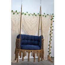 Altınoluk Hamak Makrome 80 Lik Salıncak (Kahve) Sırt Minderli