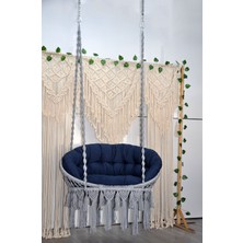 Altınoluk Hamak Makrome Relax Salıncak ( Gri ) Minderli