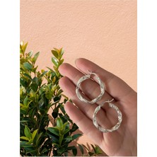 BerCio Store 925 Ayar Otantik Desenli Büyük Şarnel Halka Küpe