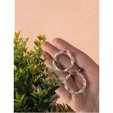 BerCio Store 925 Ayar Otantik Desenli Büyük Şarnel Halka Küpe