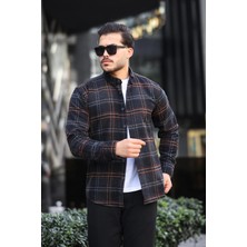Miron Siyah Iki Renk Çizgili Regular Fit Oduncu Gömleği- 2452