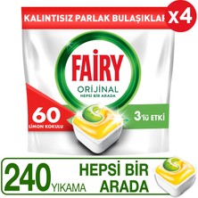 Fairy Hepsi Bir Arada 240 Yıkama Bulaşık Makinesi Deterjanı Deterjanı Tableti / Kapsülü Limon Kokulu (120 x 2 Yıkama)