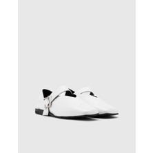 İLVİ Vekda Hakiki Rugan Deri Kadın Beyaz Loafer Ayakkabı