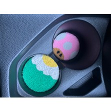Akbaş Design Punch Nakışı 2li Araba Bardak Altlığı /car Coaster