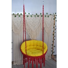 Altınoluk Hamak Makrome Relax Salıncak ( Kırmızı ) Minderli