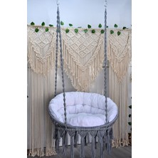 Altınoluk Hamak Makrome Relax Salıncak ( Gri ) Minderli