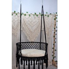 Altınoluk Hamak Makrome 80 Lik Salıncak ( Siyah) Minderli