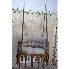 Altınoluk Hamak Makrome 80 Lik Salıncak (Kahve) Sırt Minderli