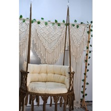 Altınoluk Hamak Makrome 80 Lik Salıncak (Kahve) Sırt Minderli