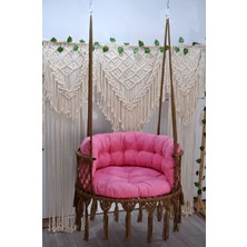 Altınoluk Hamak Makrome 80 Lik Salıncak (Kahve) Sırt Minderli