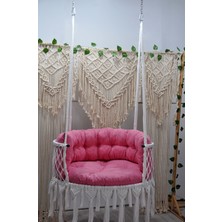 Altınoluk Hamak Makrome 80 Lik Salıncak ( Beyaz) Sırt Minderli