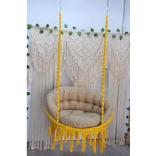Altınoluk Hamak Makrome Relax Salıncak ( Sarı )  Minderli
