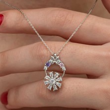 Serra Jewels Gümüş Beyaz Dönen Çiçek Kadın Kolye