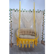 Altınoluk Hamak Makrome Dikdörtgen Salıncak (Sarı) Minderli