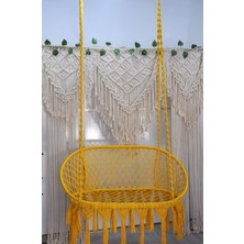 Altınoluk Hamak Makrome Dikdörtgen Salıncak (Sarı) Minderli