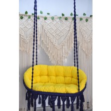 Altınoluk Hamak Makrome Dikdörtgen Salıncak (Lacivert) Minderli