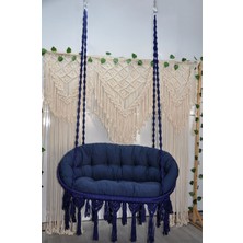 Altınoluk Hamak Makrome Dikdörtgen Salıncak (Lacivert) Minderli
