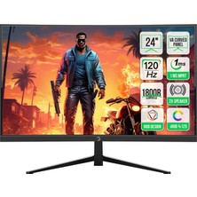 GamePower Vivid F10 24'' Curved RGB 120Hz 1ms FHD VA Panel 2x2W Speaker Gaming Monitör (Sıfır Ölü Piksel Garantili)