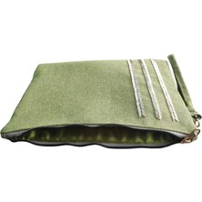Vertiginoso Yeşil Boncuk Işlemeli Kadın Portföy Clutch El Çantası