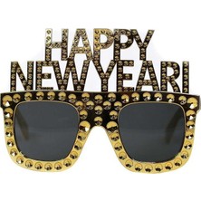 Pandoli Happy New Year Yılbaşı Gözlüğü Camlı Gözlük Altın Renk