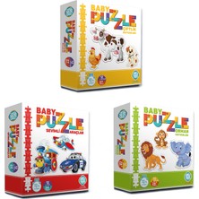 Circle Toys 3'lü Baby Puzzle Puzzle Seti Çiftlik, Orman, Sevimli Araç