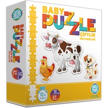 Circle Toys 3'lü Baby Puzzle Puzzle Seti Çiftlik, Orman, Sevimli Araç