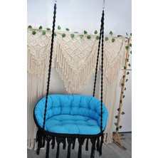 Altınoluk Hamak Makrome Dikdörtgen Salıncak ( Siyah ) Minderli