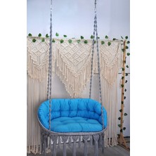 Altınoluk Hamak Makrome Dikdörtgen Salıncak (Gri) Minderli