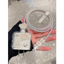 Iphone 18W/20W Uyumlu Şarj Kılıfı, Şarj Kablosu Örme Aparatı, Toparlayıcı, Kablo Koruyucu 5'li Set Şarj Koruyucu