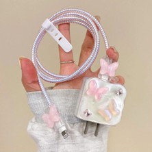 Iphone 18W/20W Uyumlu Şarj Kılıfı, Şarj Kablosu Örme Aparatı, Toparlayıcı, Kablo Koruyucu 5'li Set Şarj Koruyucu