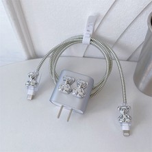 Iphone 18W/20W Uyumlu Şarj Kılıfı, Şarj Kablosu Örme Aparatı, Toparlayıcı, Kablo Koruyucu 5'li Set Şarj Koruyucu