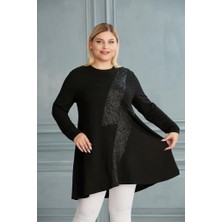 Wearon 52-782 Kristal Kumaş Tunik - Siyah