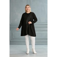 Wearon 52-782 Kristal Kumaş Tunik - Siyah