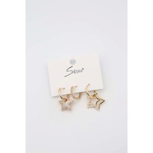 Badiva.co 3lü Yıldızlı Çelik Küpe